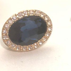 pair of Gold-Tone Deep blue Crystal  Earrings